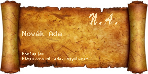 Novák Ada névjegykártya